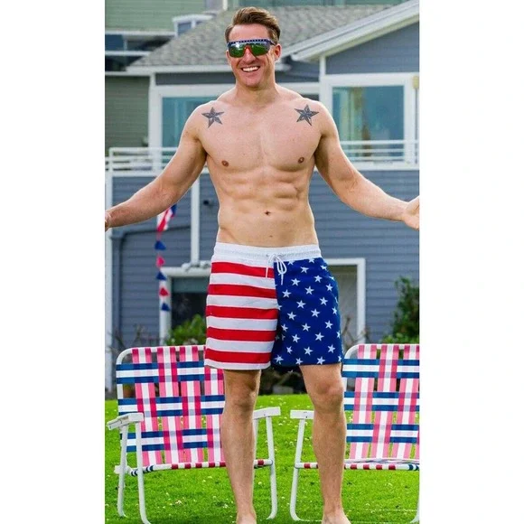 Tipsy Elves XL Mens Patriotic USA American Flag Swim Trunks Board Shorts 🇺🇸 - Picture 4 of 4